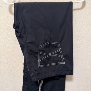 Black Blue Sky Scrub Pants with White Contrast Stitching